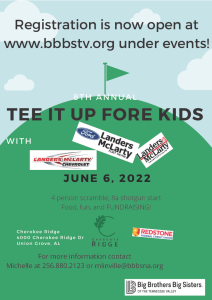 8th Annual Tee It Up Fore Kids; June 6, 2022 at Cherokee Ridge Country Club; 8:00 AM-12:30 PM
