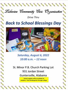 Back to School Blessings Day - School Supplies will be available for students of all ages.