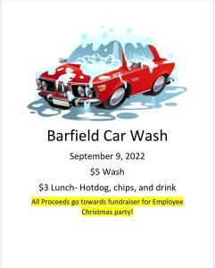 Barfield Health Care will be hosting a car wash at noon on September 9th to raise funds for their Employee Christmas Party. Come out and get your car cleaned and enjoy lunch! 22444 US Highway 431 Guntersville, AL 35976