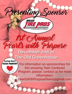 Caring Heart Teen Pantry invites you to their inaugural Pearls with Purpose fundraising dinner on December 2nd at The Old Greenhouse in Arab. Sponsorships are now available.  The funds raised by this event will be the foundation for the teen leadership program Caring Heart wants to start in 2023. For more details, reach out to pearlswithpurpose@gmail.com.