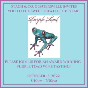 Please join us for an award winning purple toad tasting! The owners will be traveling from the Paducah KY based winery to STACH GVILLE on Thursday, October 13. The tasting runs 5:30 - 7:30 pm. 