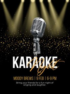 Moody Brews Coffee & Lounge, in downtown Guntersville, invites you to a fun evening of Karaoke! Round up your friends and show off your singing skills Thursday, February 9 from 6-9 pm. 

385 Gunter Avenue