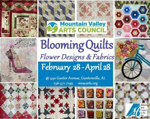 Mountain Valley Arts Council invites you to enjoy a beautiful Blooming Quilts exhibit "Flower Designs & Fabrics" in the MVAC Gallery at 440 Gunter Avenue. This exhibit runs February 28 - April 28. Visit Quilt Exhibits — MVAC (mvacarts.org) for more details.